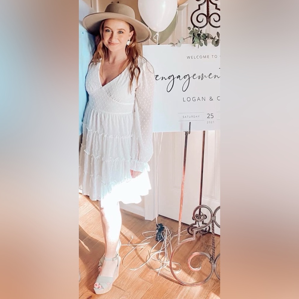 Altar'd State Ivory Long-Sleeve Dress